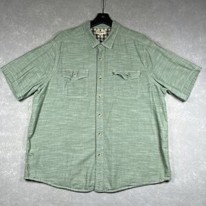 Woolrich Shirt Men’s XXL Green Button Up Short Sleeve Outdoors Camp 2XL